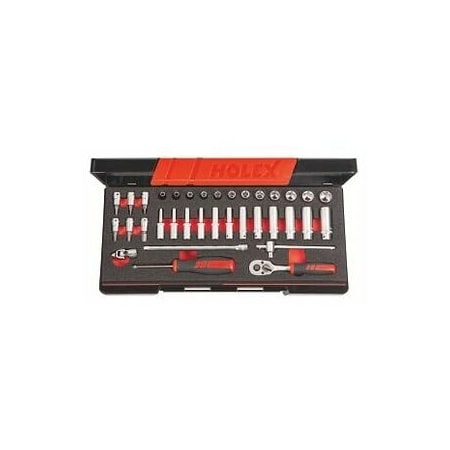 Holex 35 Pc 1/4 inch Drive Socket Set, 6 pt, 4 mm to 13 mm 630308 6